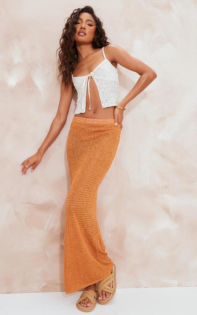 Orange Textured Sheer Midaxi Skirt  Product Image