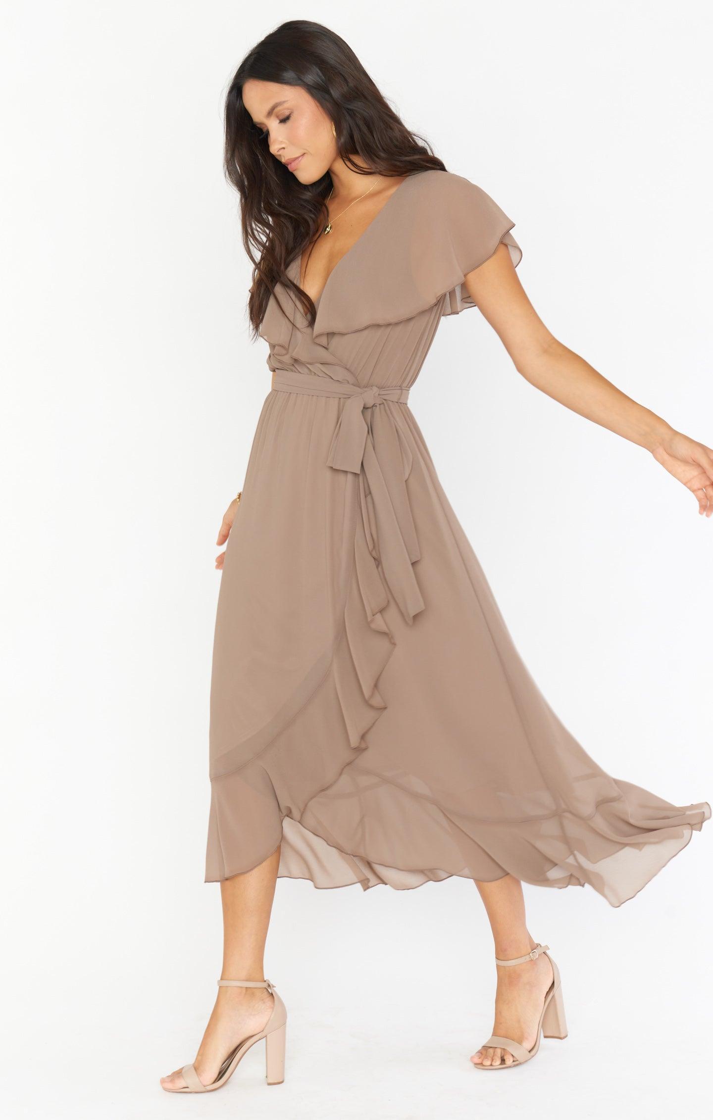 Jess Ruffle Midi Dress ~ Dune Chiffon Product Image