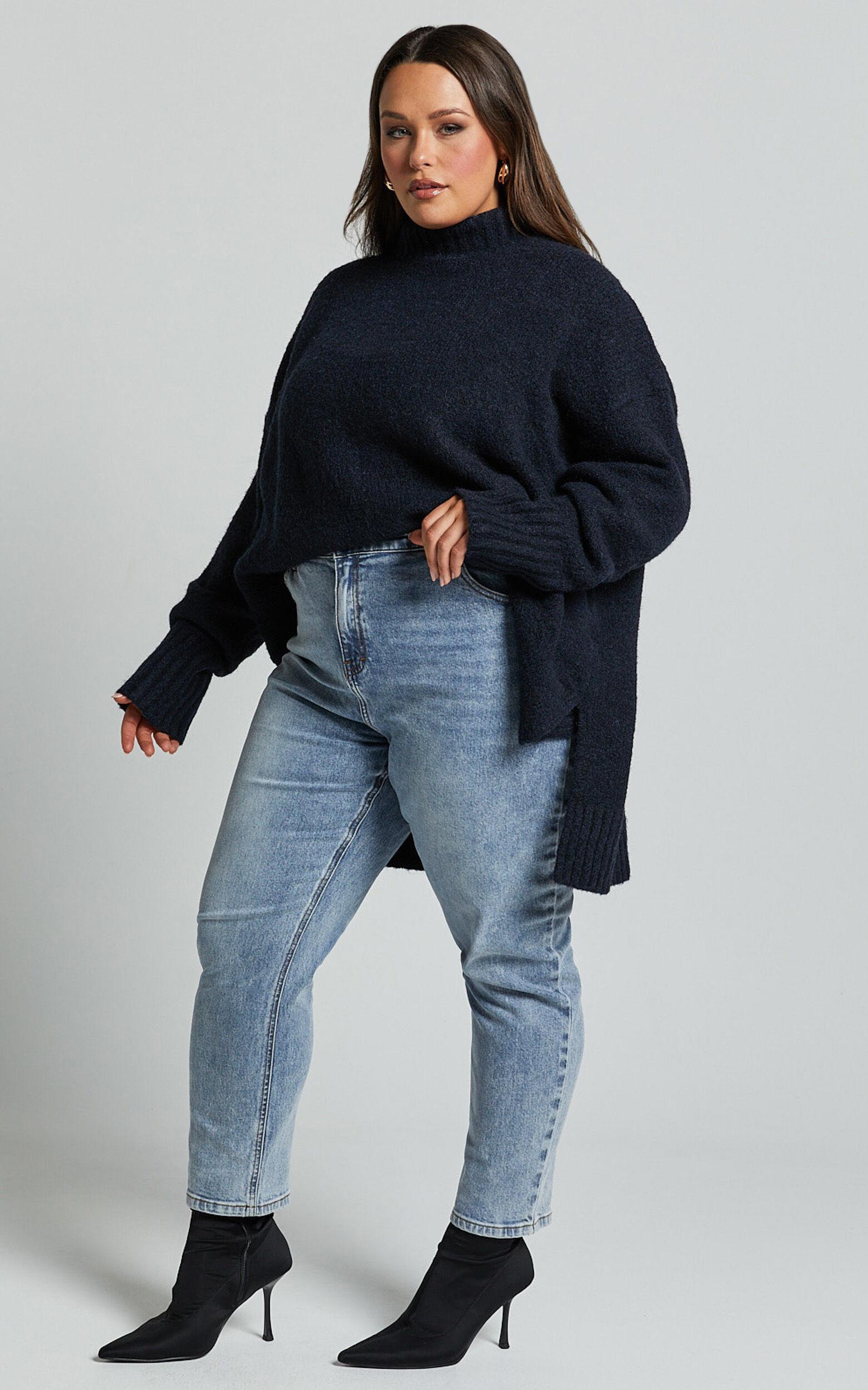 Luella Jumper - Oversized Turtle Neck Jumper in Navy Product Image