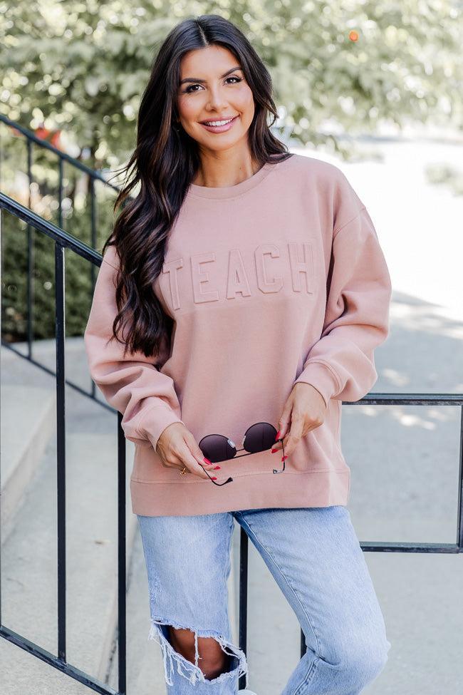 Teach Embossed Logo Terracotta Graphic Sweatshirt FINAL SALE Product Image