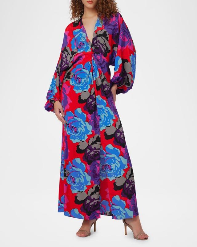 Kason Floral-Print Blouson-Sleeve Maxi Dress Product Image