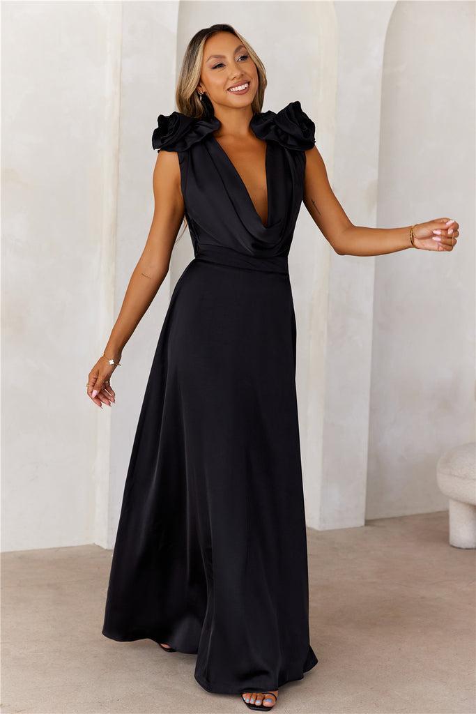 Romance In Roses Maxi Dress Black Product Image