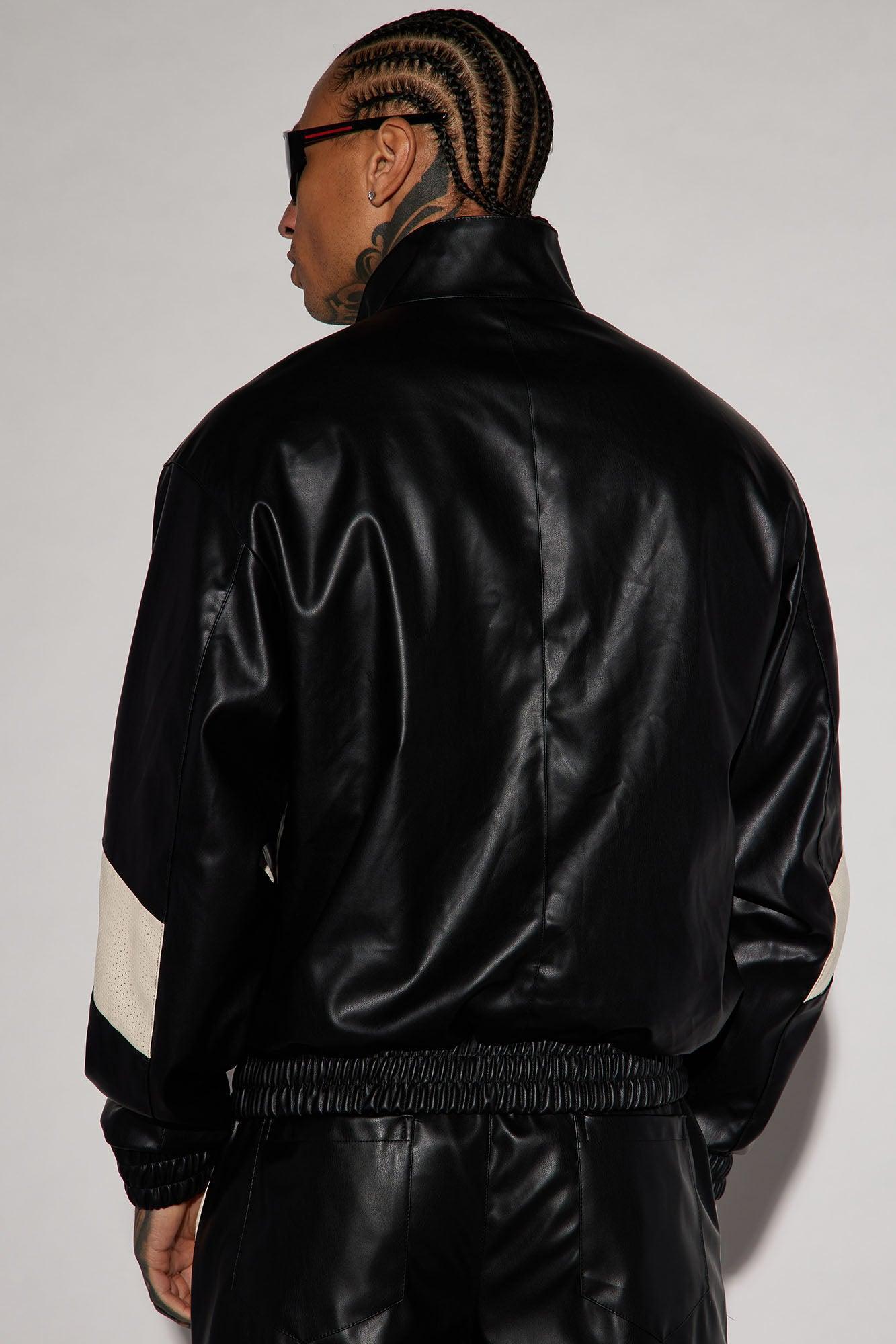 See Through You Faux Leather Track Jacket - Black/combo Product Image