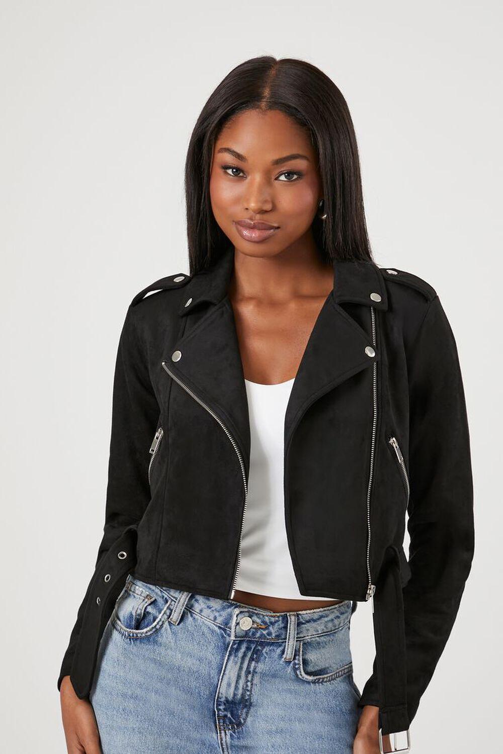 Faux Suede Cropped Moto Jacket | Forever 21 Product Image