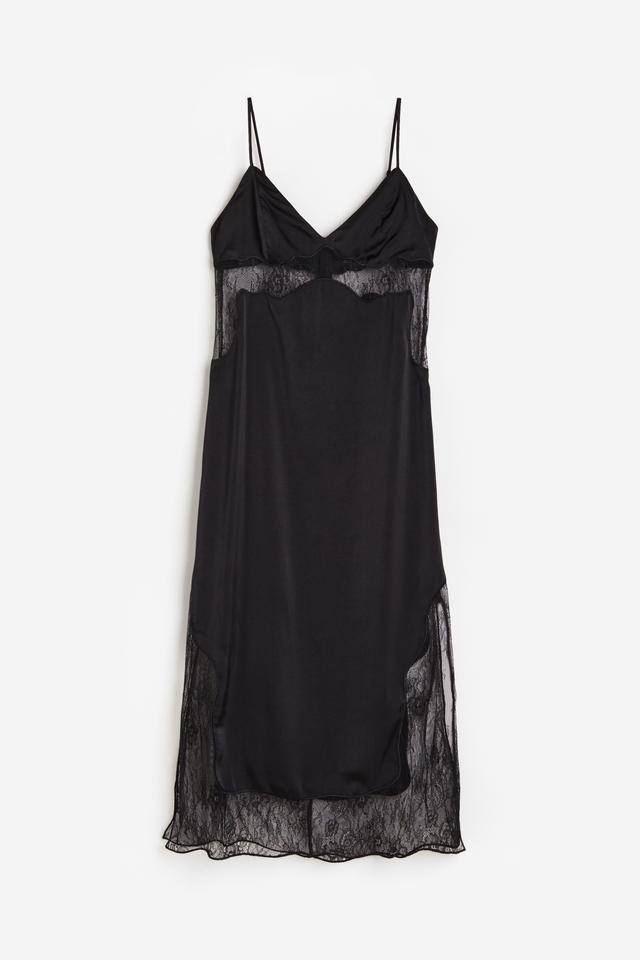 Lace-detail Satin Slip Dress Product Image