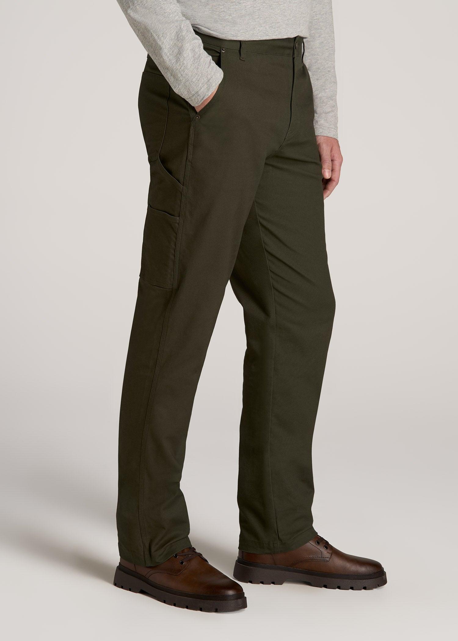 LJ&S Stretch Canvas REGULAR-FIT Carpenter's Pants for Tall Men in Thyme Green Product Image