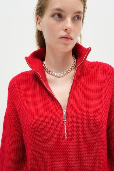 Chunky-Knit Half-Zip Sweater Product Image