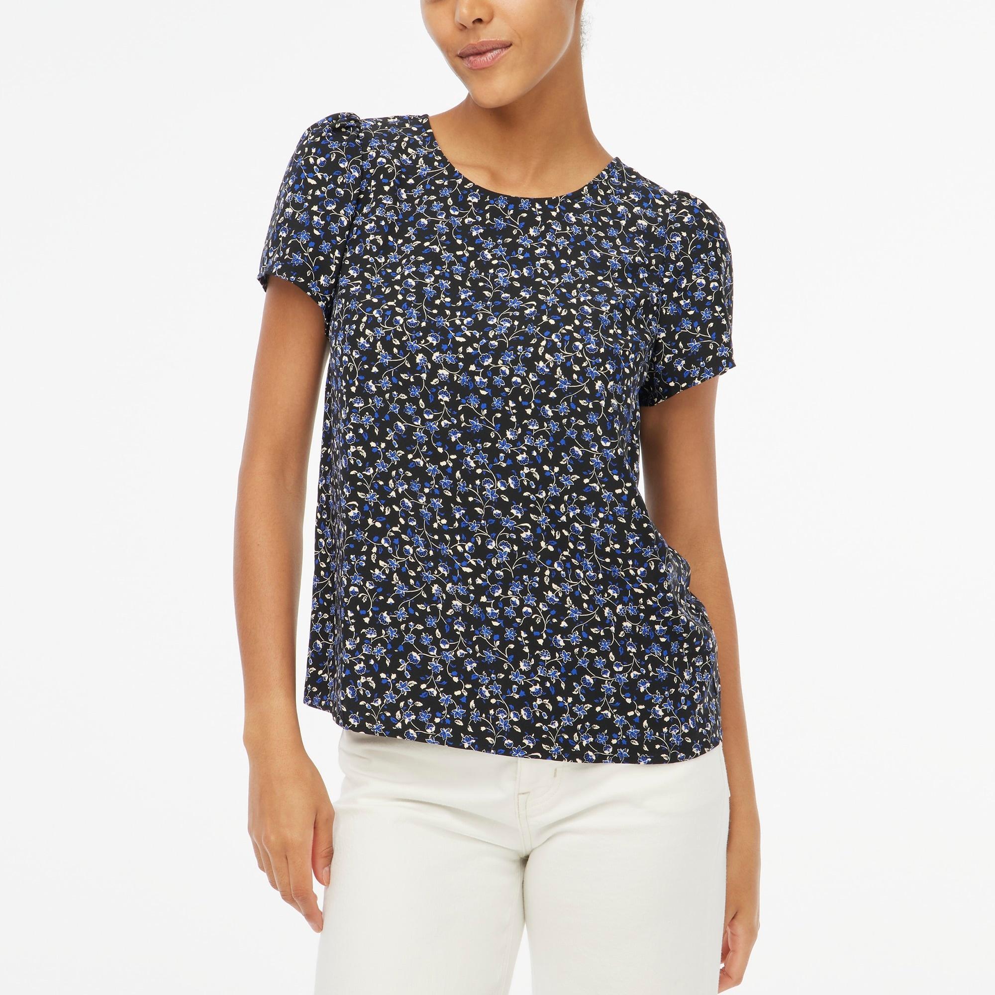 Printed short-sleeve crepe top Product Image