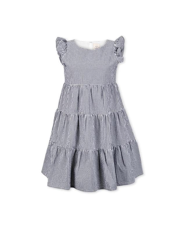 Hope & Henry Womens Organic Cotton Flutter Sleeve Short Tiered Dress, Womens Product Image