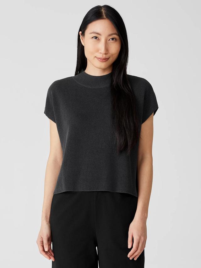 EILEEN FISHER Organic Linen Cotton Mock Neck Topfemale Product Image