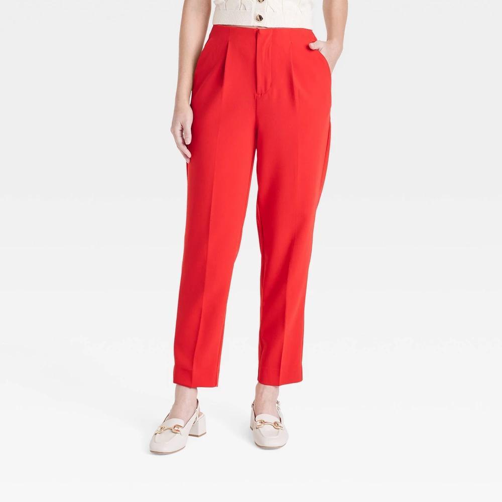 Womens High-Rise Tailored Trousers - A New Day Red 12 Product Image