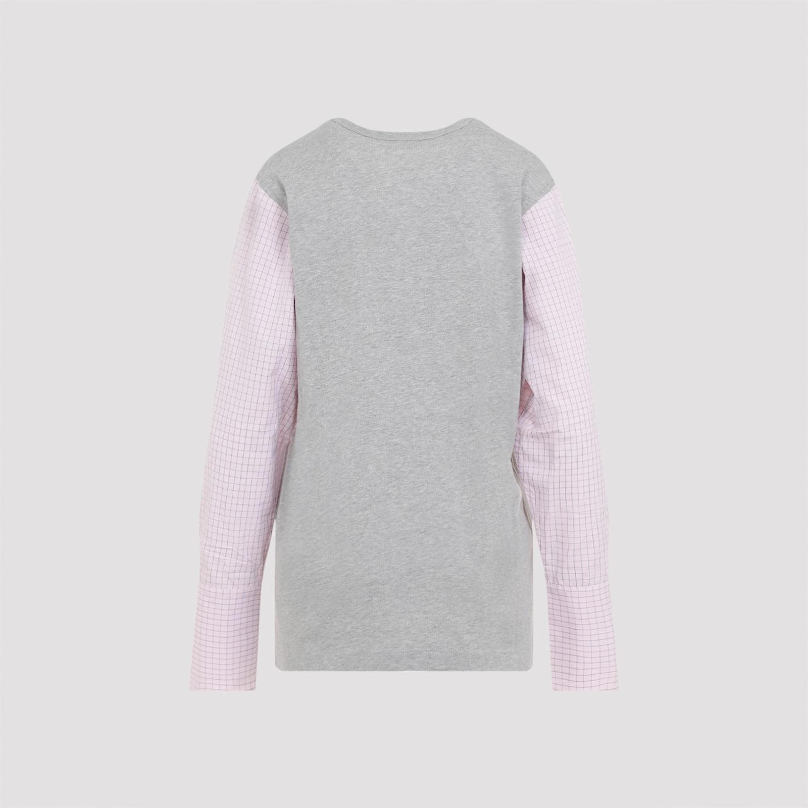 DRIES VAN NOTEN Womens Grey Melange Heos Contrast-sleeved Cotton-jersey T-shirt Product Image