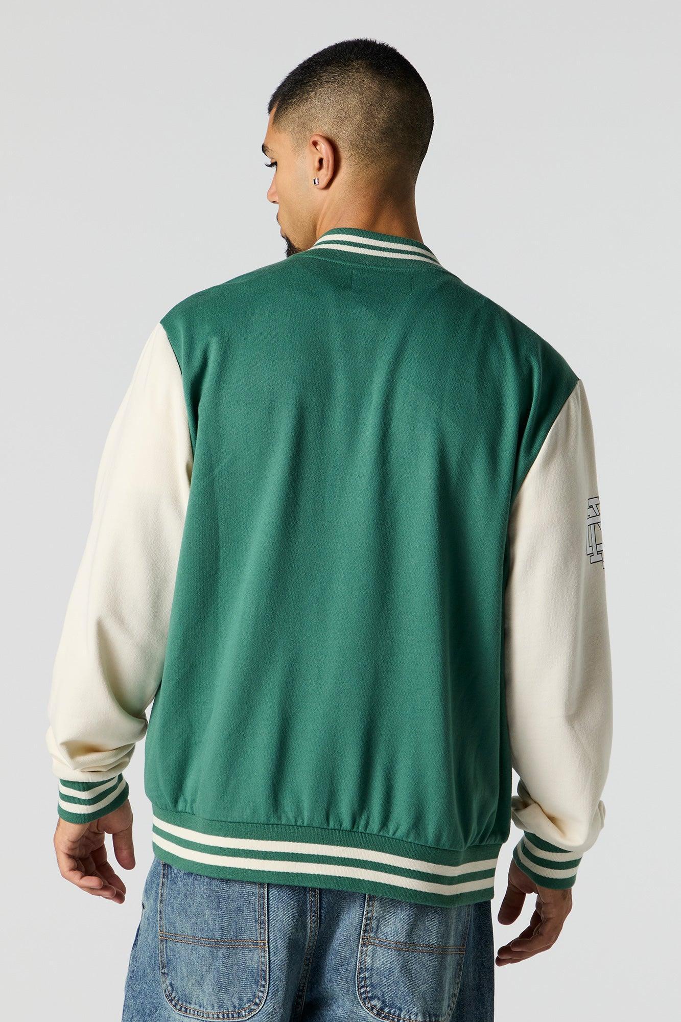 City Embroidered Fleece Varsity Jacket Male Product Image