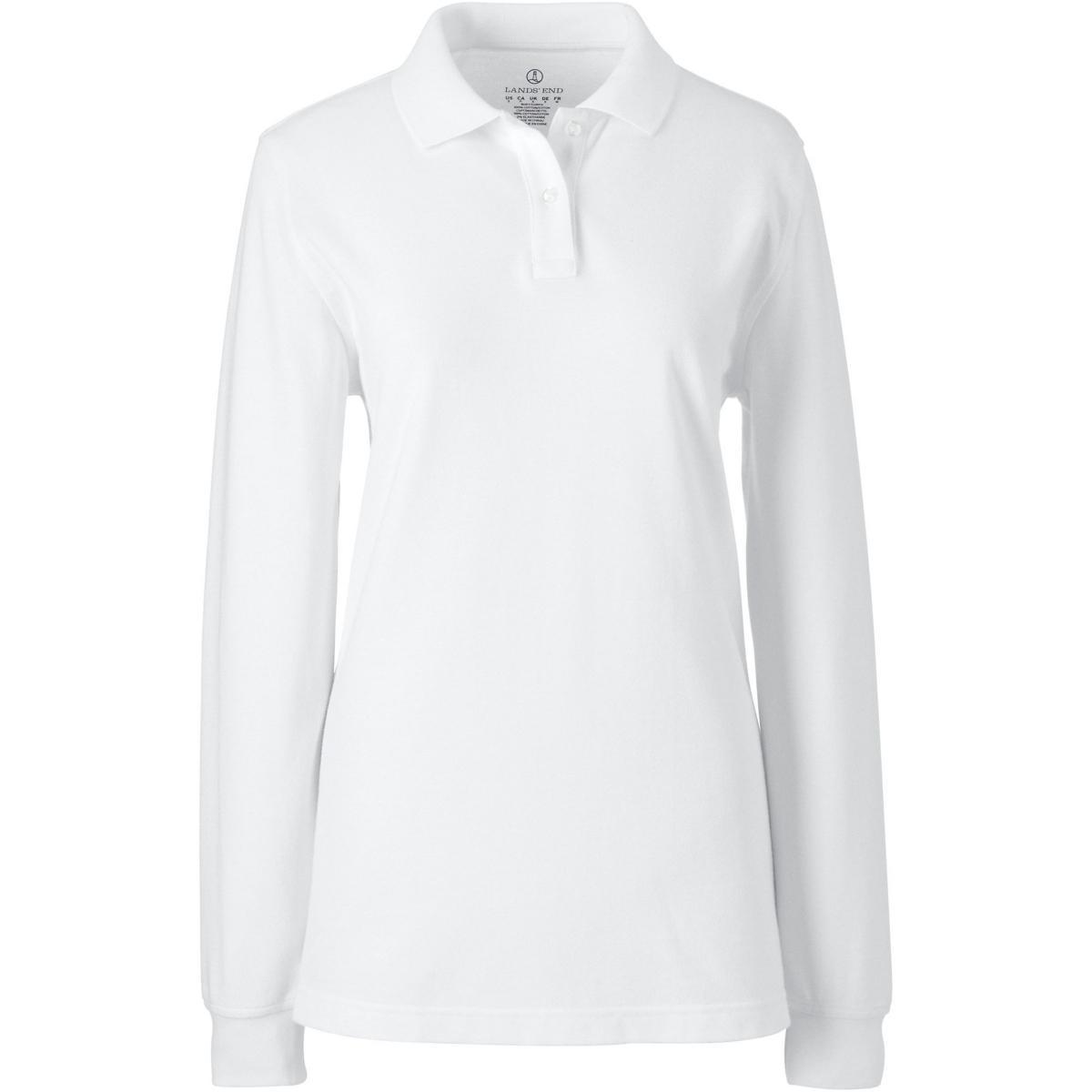 Lands End School Uniform Womens Tall Long Sleeve Mesh Polo Shirt Product Image