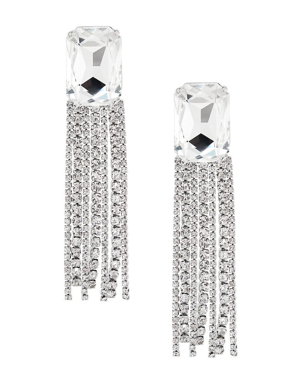 Womens Silvertone & Crystal Seven-Row Drop Earrings Product Image