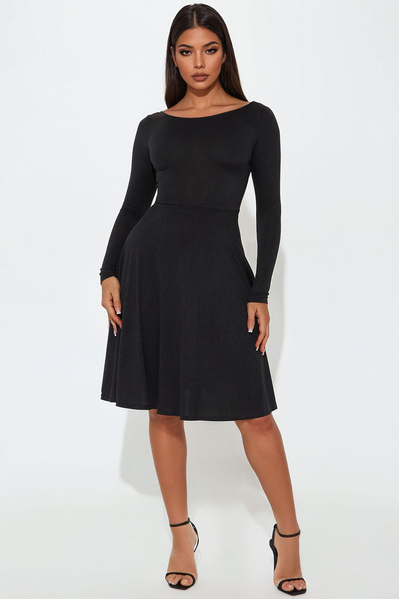 Keona Long Sleeve Mini Dress - Black Product Image