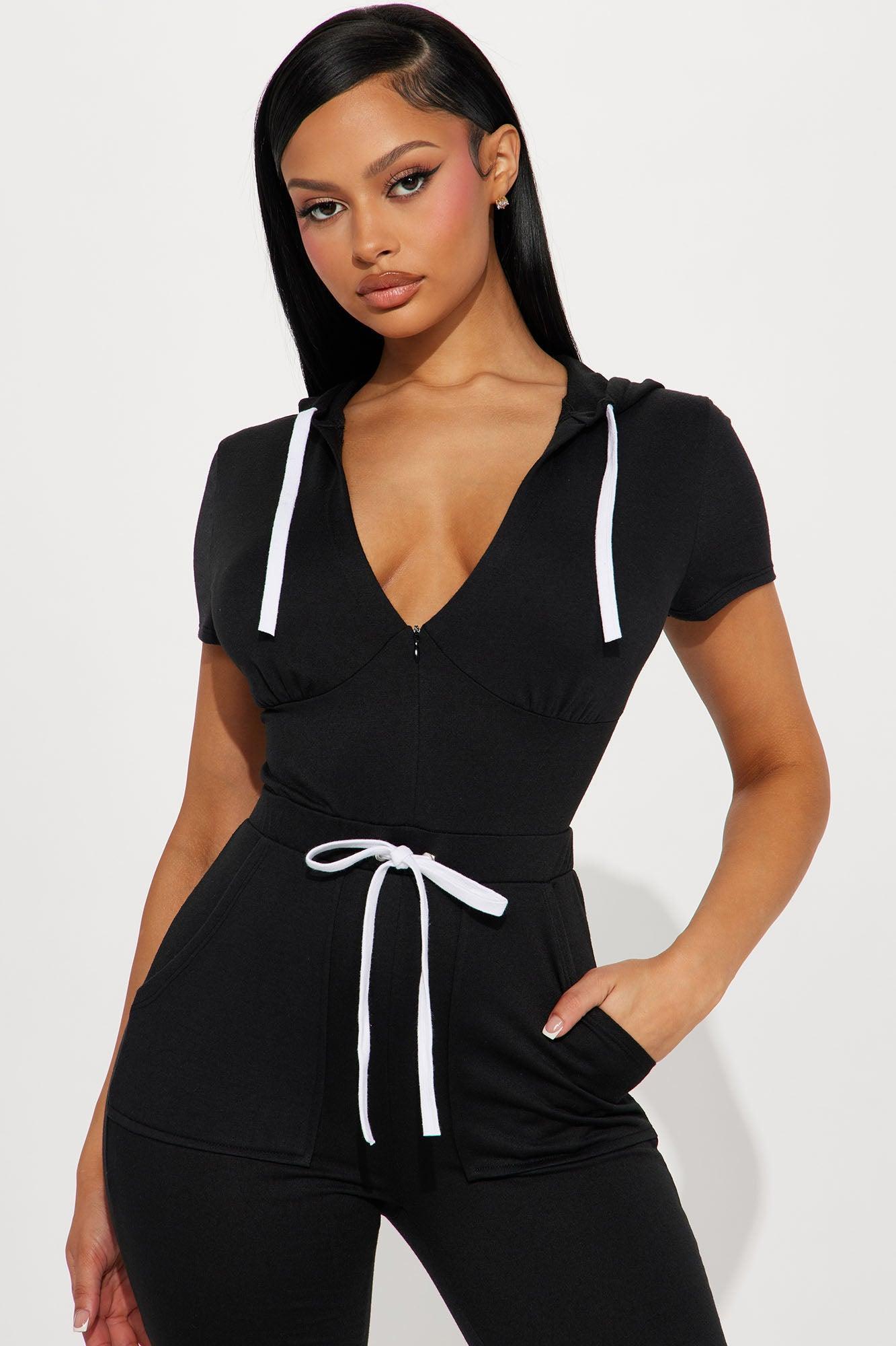 Chill Day Short Sleeve Jumpsuit - Black Product Image