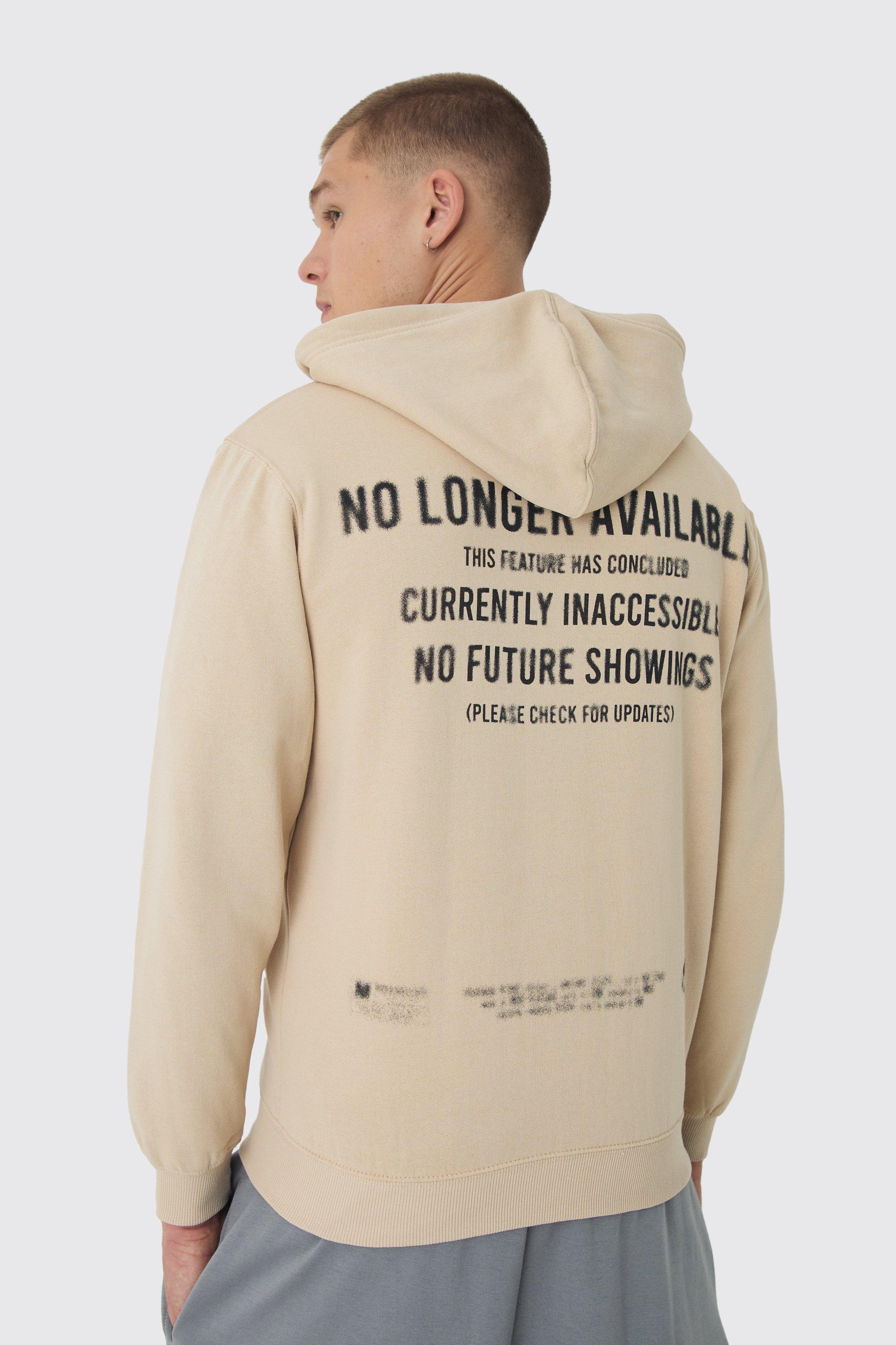 Mens Beige No Longer Available Text Graphic Zip Through Hoodie, Beige Product Image