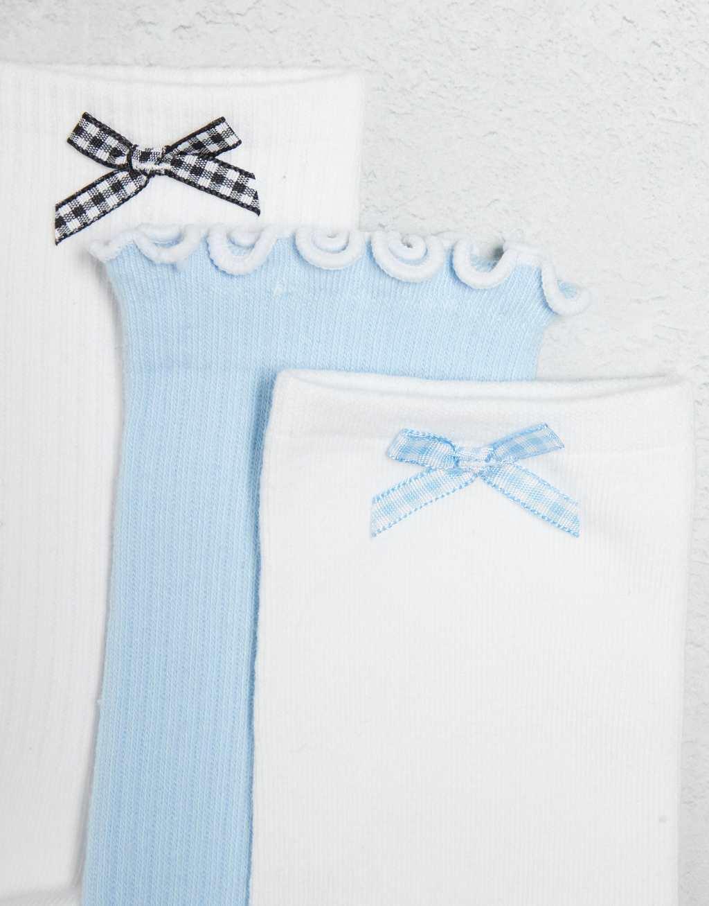 Daisy Street sock multipack in gingham satin bow mix Product Image