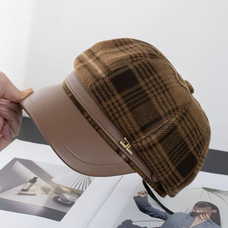 Plaid Wool Blend Newsboy Cap Product Image