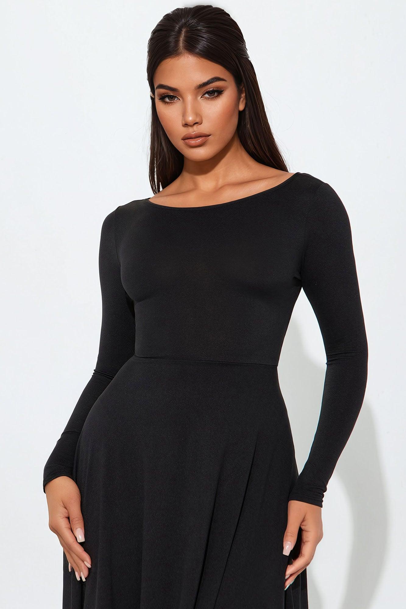 Keona Long Sleeve Mini Dress - Black Product Image