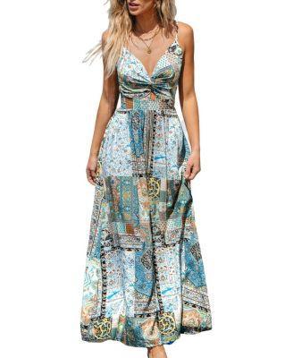 Women's Paisley Patchwork Twisted Maxi Beach Dress Product Image