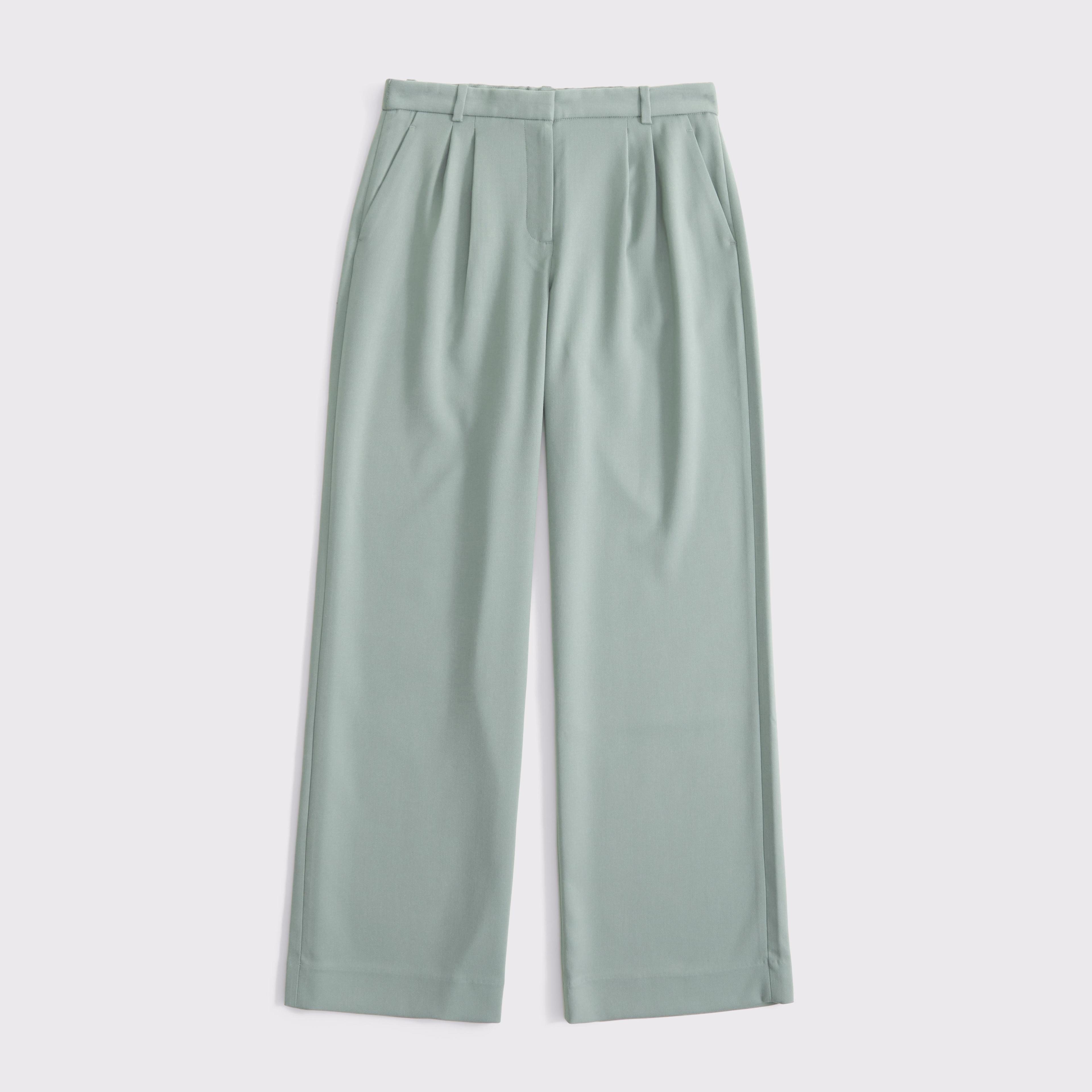 Curve Love A&F Sloane Low Rise Tailored Wide Leg Pant Product Image