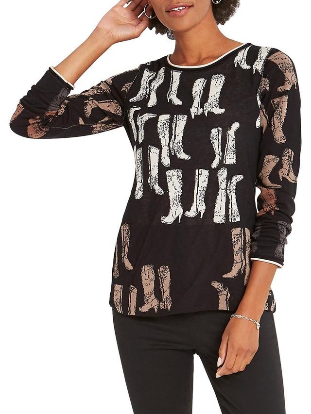 Womens These Boots Reversible Sweater - Black Multi - Size XS Product Image