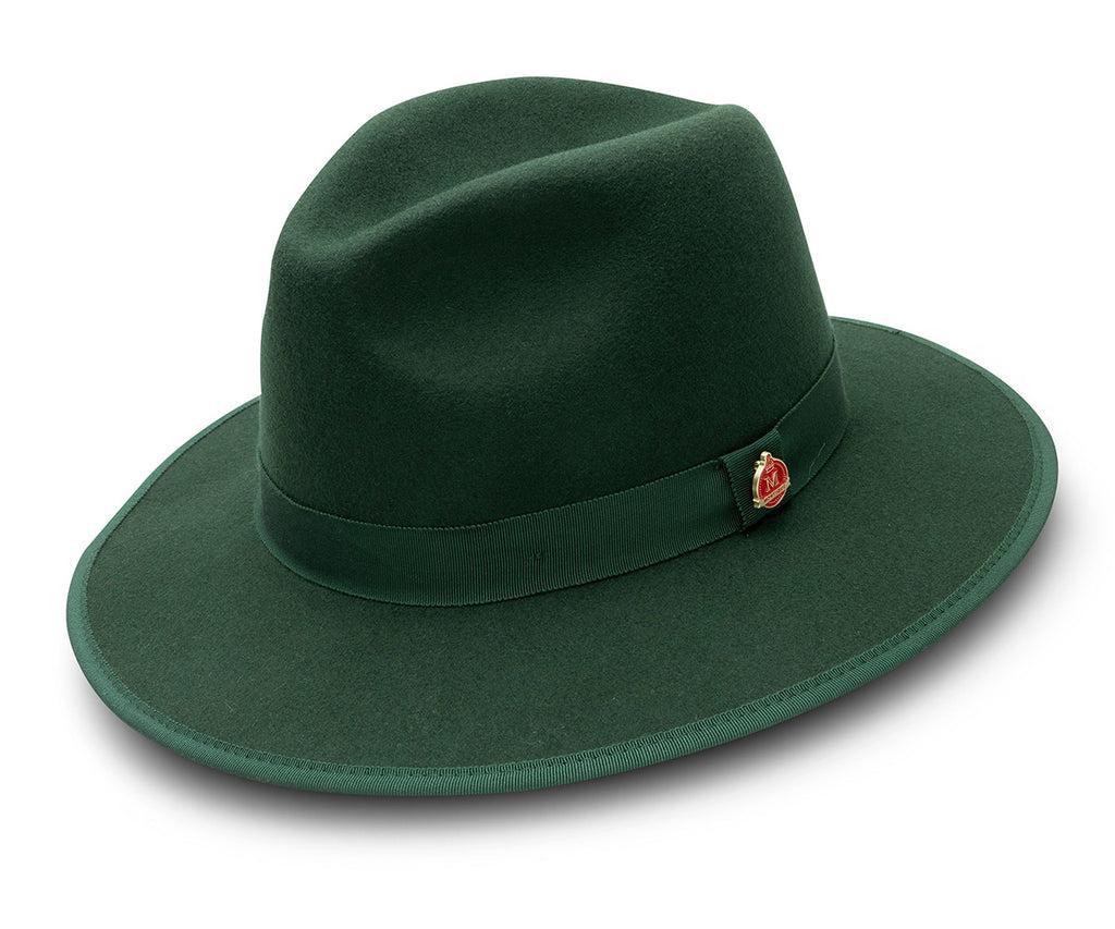 Hunter Green 3 ⅛" Brim Wool Felt Hat with Red Bottom Product Image