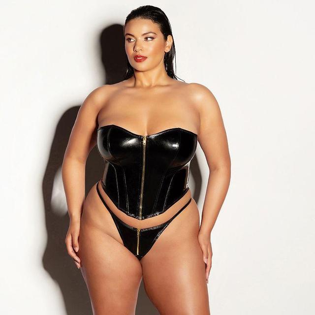 Plus Size Oh La La 2-Piece Cheri Rider Bustier and Panty Set 61-11321X, Womens Product Image