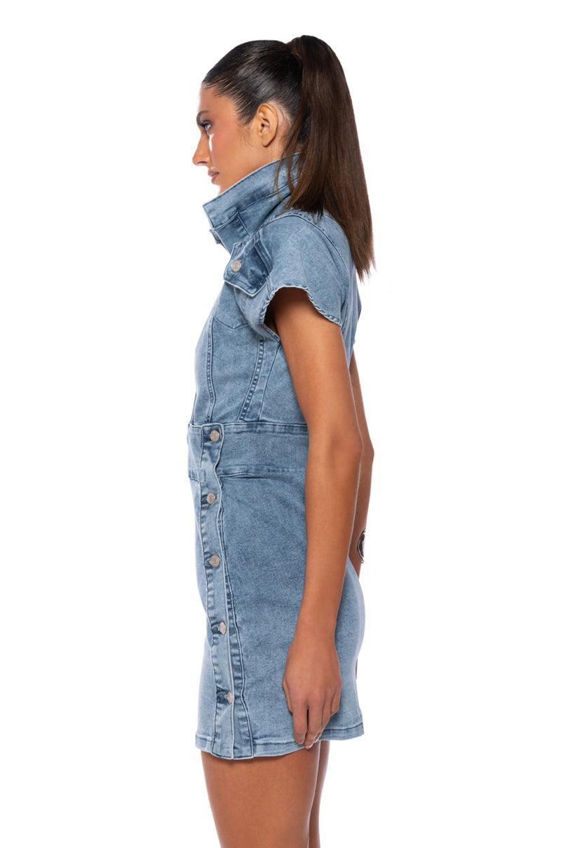 NEVER TOO MUCH DENIM MINI DRESS Product Image