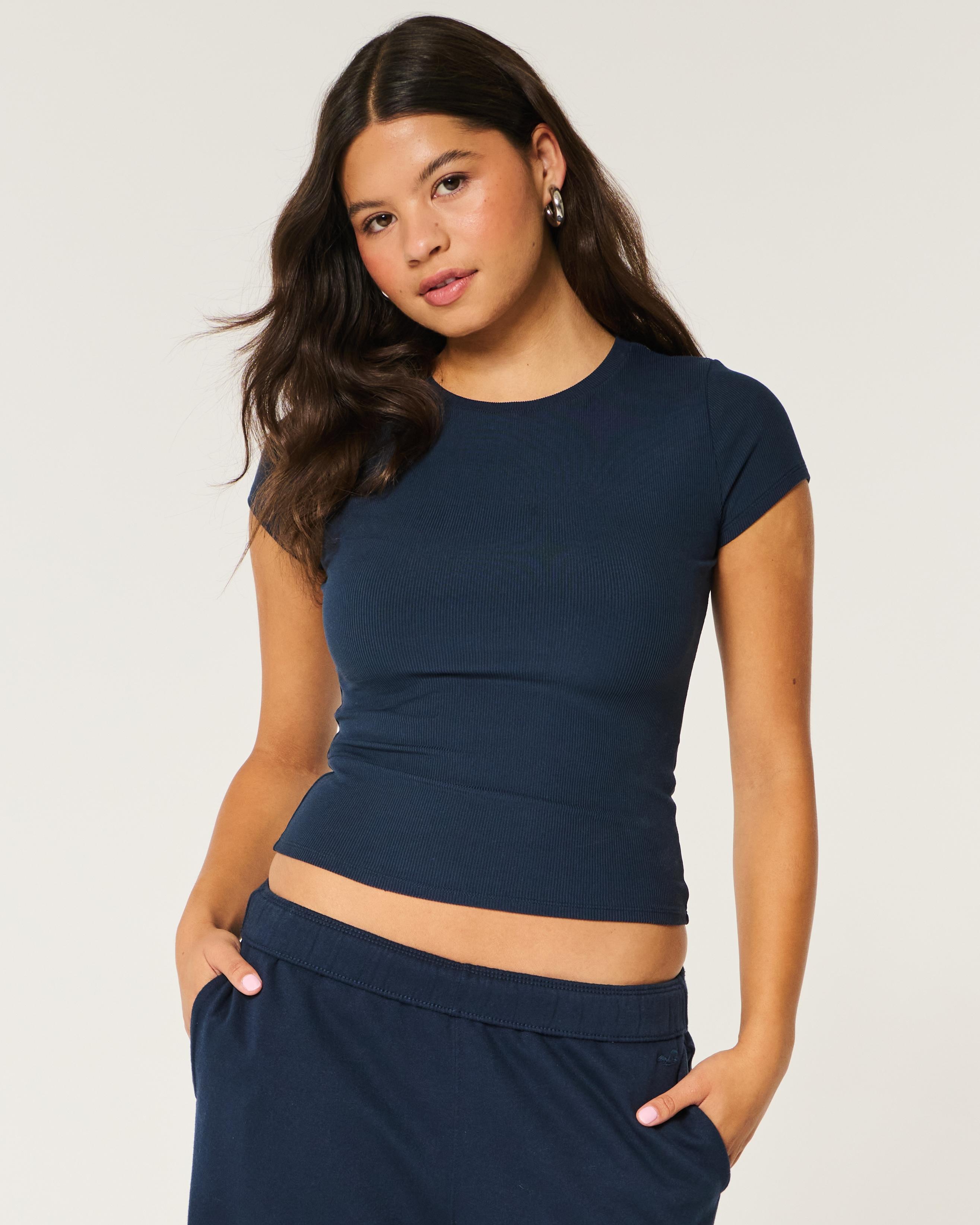 Ribbed Seamless Fabric Crew Top Product Image