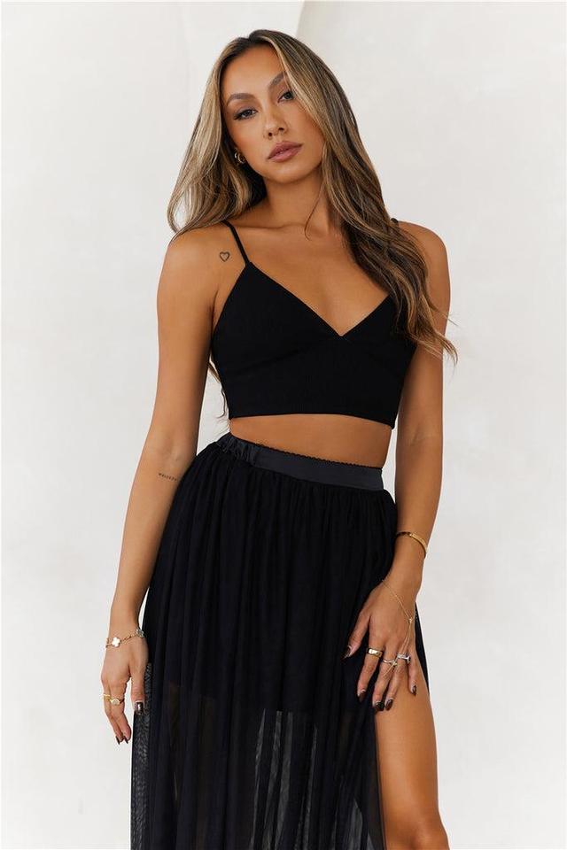 HELLO MOLLY Daylight Parties Crop Top Black Product Image