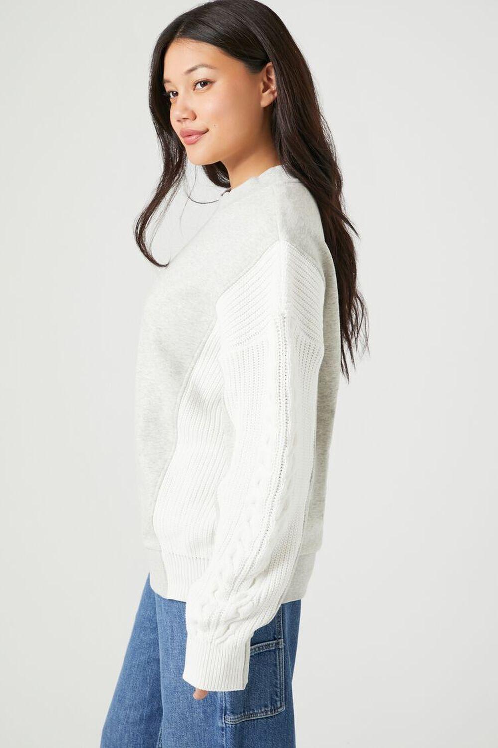 Colorblock Cable Knit-Sleeve Pullover | Forever 21 Product Image