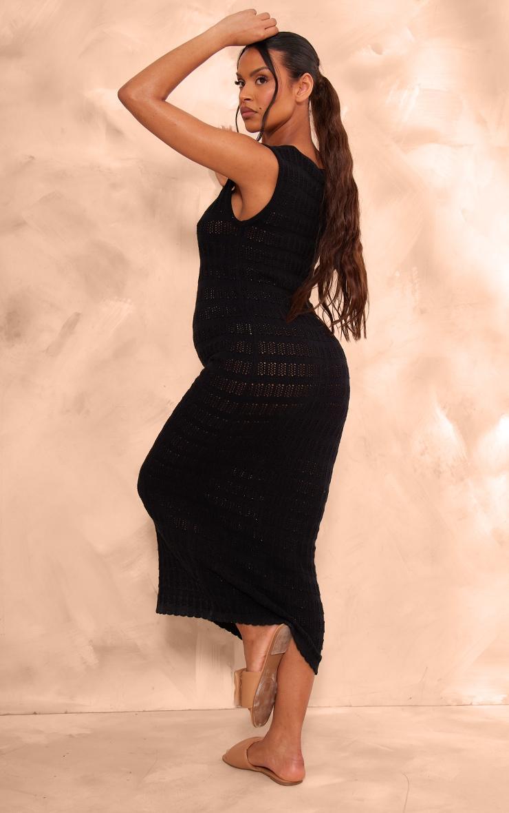 Maternity Black Knit Scoop Neck Midaxi Dress Product Image