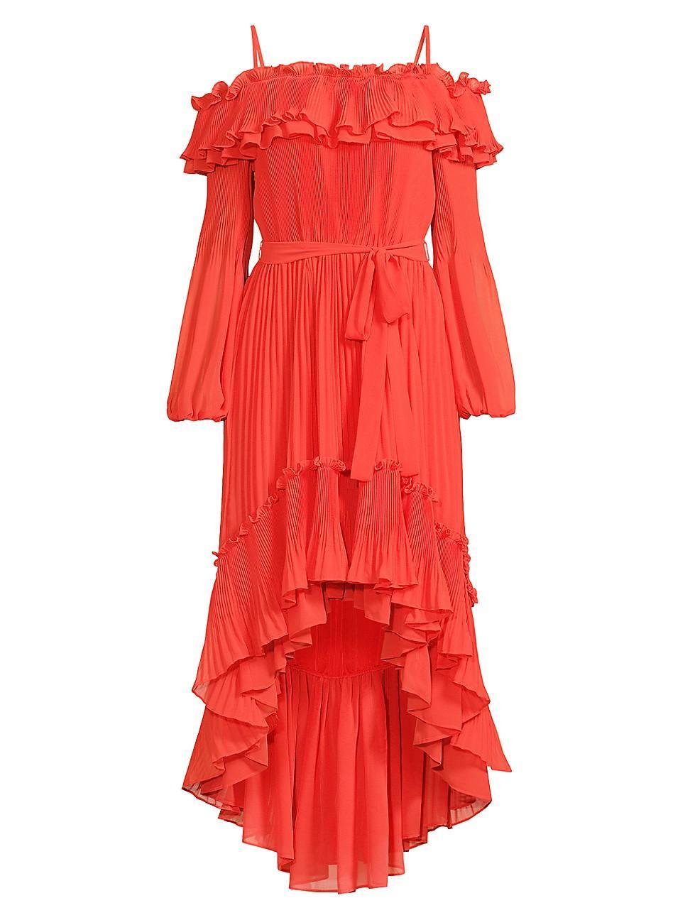 Womens Holland Pleated Ruffled High-Low Dress Product Image