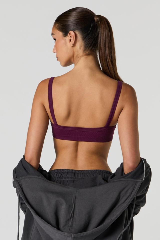 Seamless Ribbed Cropped Tank with Built-In Bra Cups Female Product Image