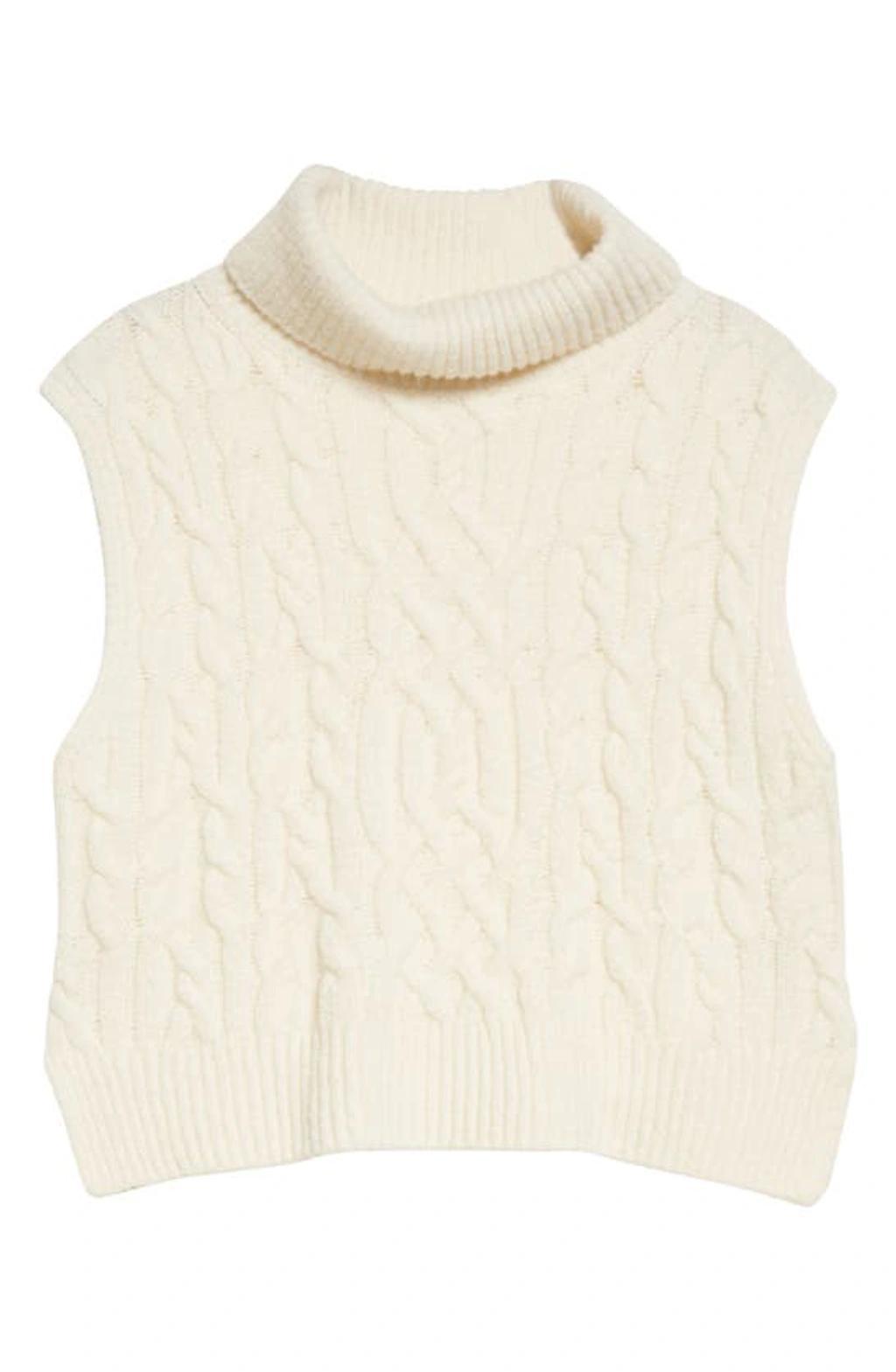 Twisted Cable Turtleneck Sweater Tank In Off White product image