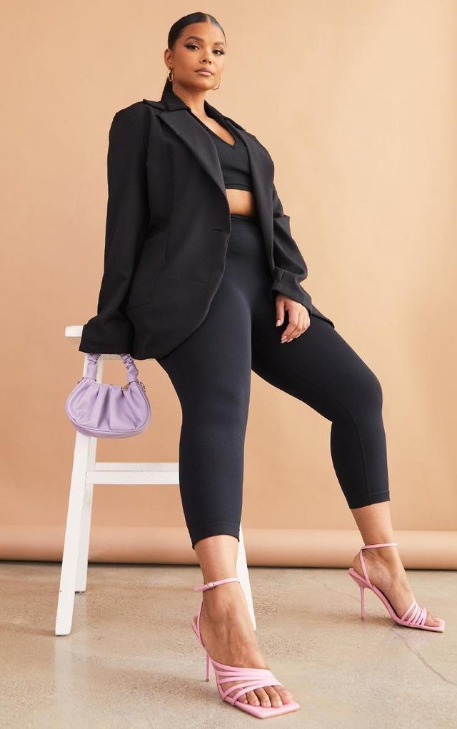 Plus Black Basic Single Breasted Oversized Blazer Product Image