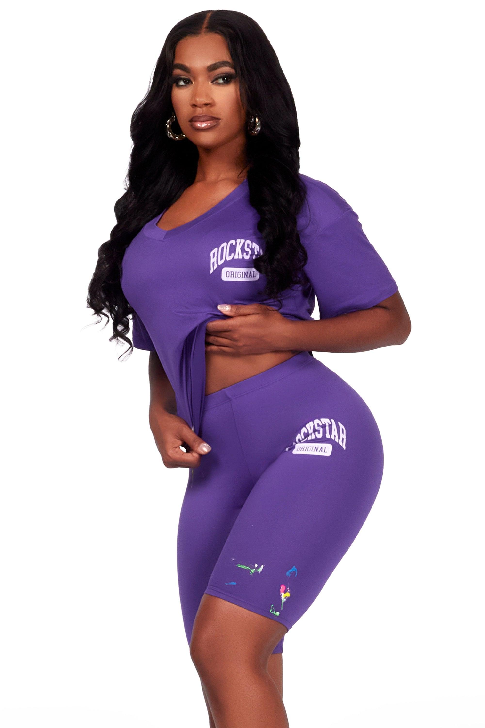 Nydia Purple Bike Short Set Female Product Image