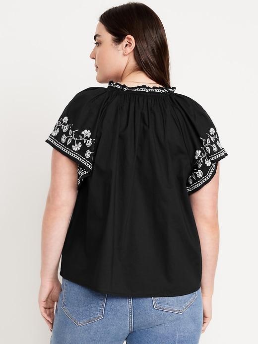 Embroidered Split-Neck Top Product Image