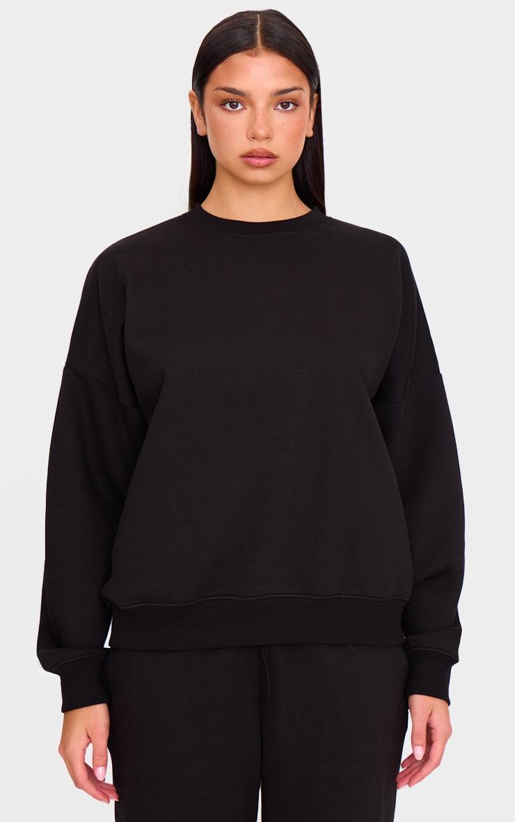 Black Oversized Long Sleeve Sweatshirt Product Image