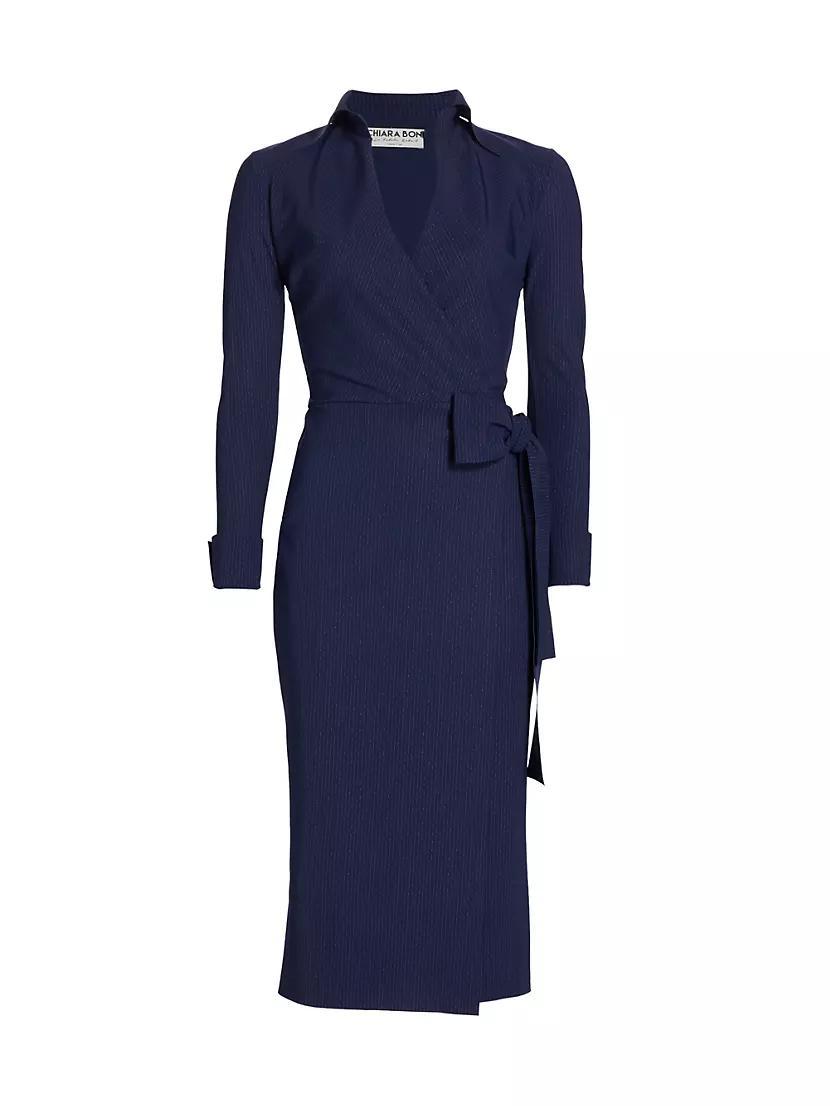 Kamala Pinstripe Midi-Dress Product Image