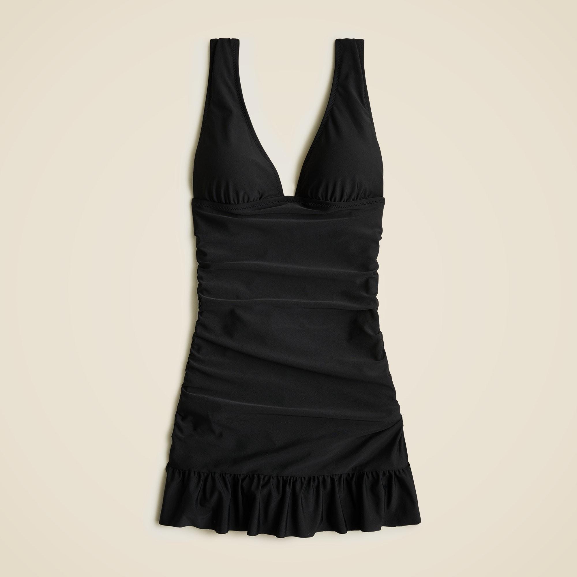 Ruched V-neck swim dress Product Image