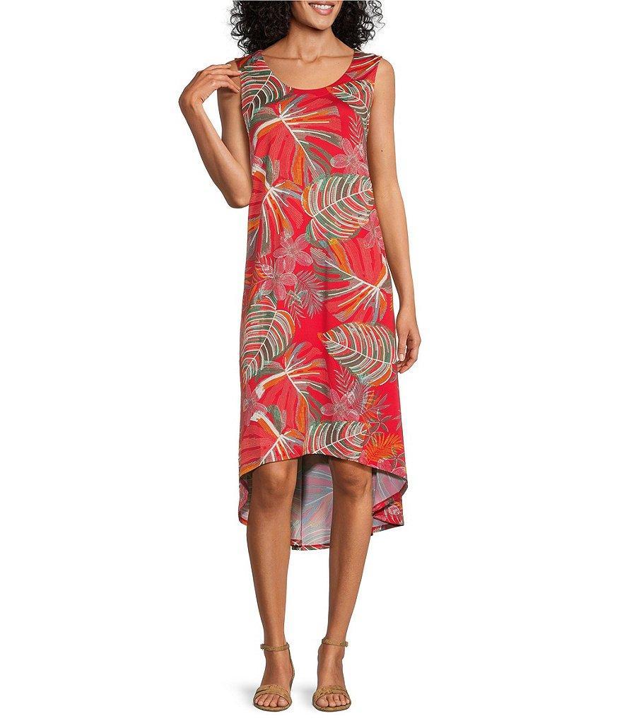 Ruby Rd. Jungle Puff Print Scoop Neck Sleeveless High-Low Hem Midi Dress Product Image