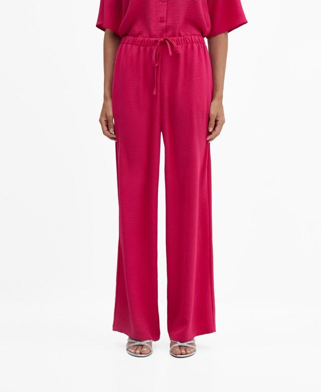 MANGO - Wideleg pants with elastic waist fuchsiaWomen Product Image