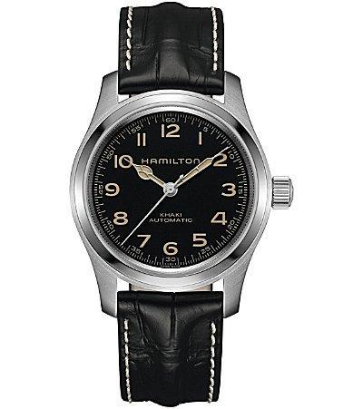 Hamilton Mens Khaki Field Murph Automatic Black Leather Strap Watch Product Image