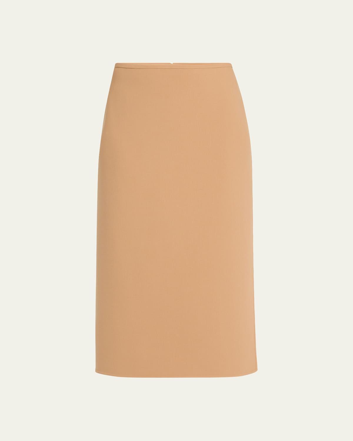 Womens Stretch Wool Side-Slit Midi-Skirt Product Image