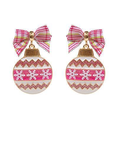 Christmas Tree Ornament Earrings- Pink Product Image