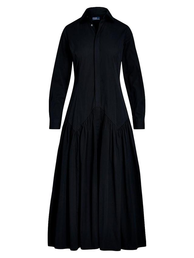 Womens Shirred Yoke Oxford Maxi Shirtdress Product Image